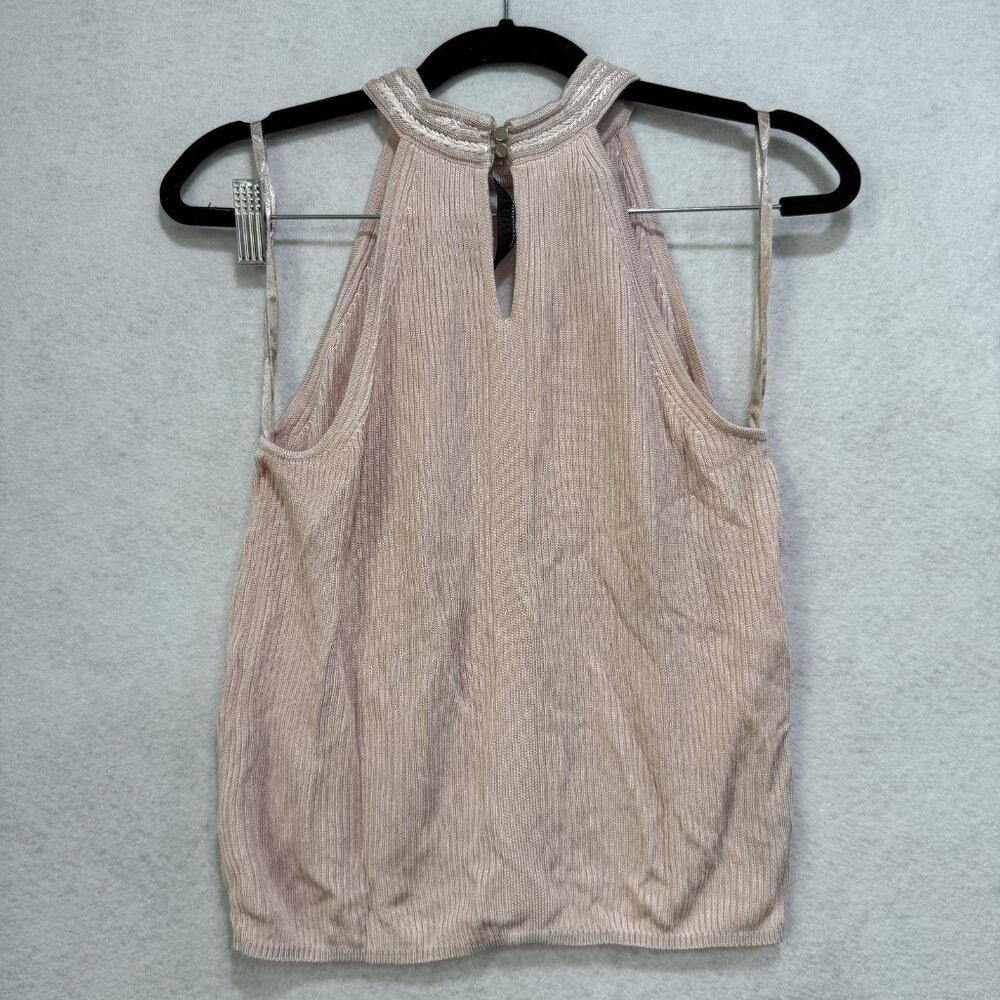White House Black Market Tank Top Womens Small Metallic Knit Keyhole Sleeveless - Picture 9 of 10